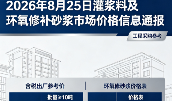 台前2026年8月25日灌浆料及环氧修补砂浆市场价格信息通报